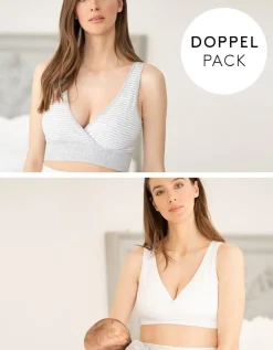 Fashion Seraphine Bambus Still- Und Umstands-Schlaf-Bhs Grau Und Weis Doppelpack