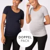Fashion Seraphine Basic Umstands-T-Shirts Doppelpack Dunkelblau & Grau