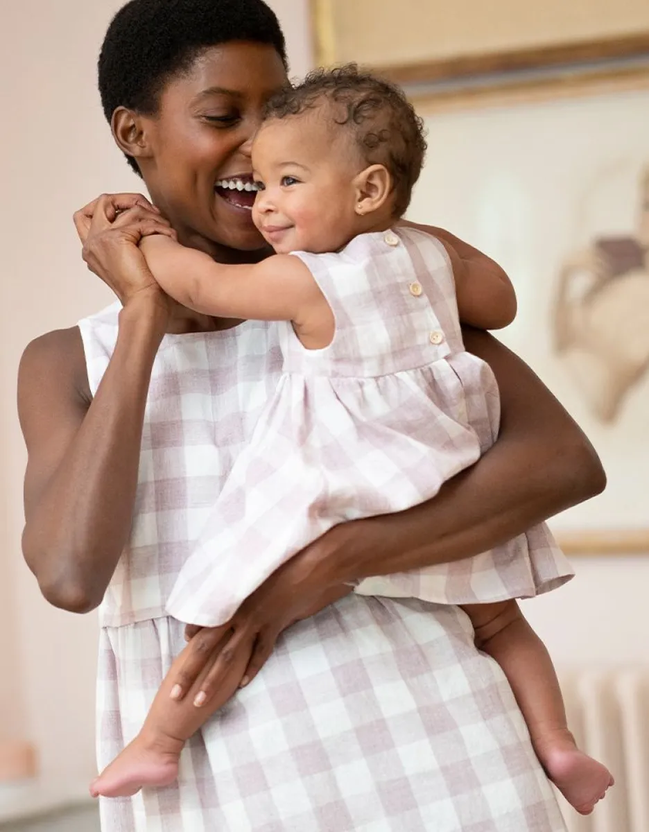 Best Seraphine Baumwoll-Babykleid Im Vichy-Muster Malve & Weis