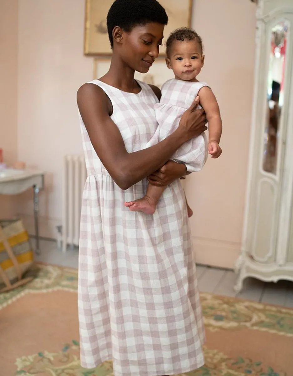 Best Seraphine Baumwoll-Babykleid Im Vichy-Muster Malve & Weis