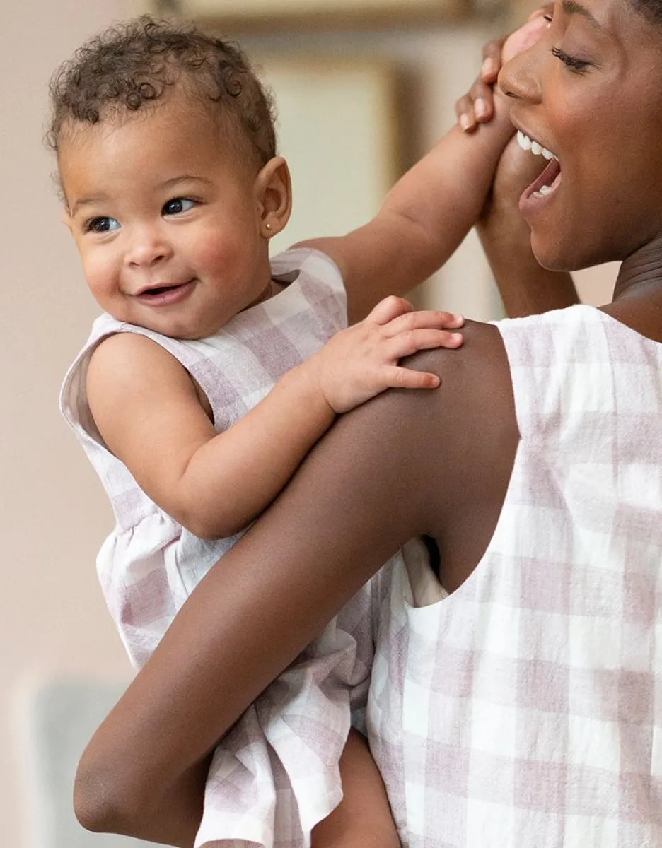 Best Seraphine Baumwoll-Babykleid Im Vichy-Muster Malve & Weis