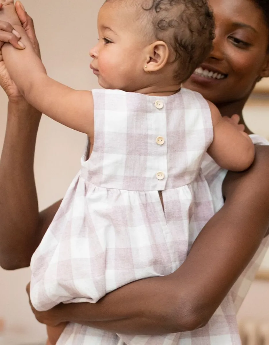 Best Seraphine Baumwoll-Babykleid Im Vichy-Muster Malve & Weis
