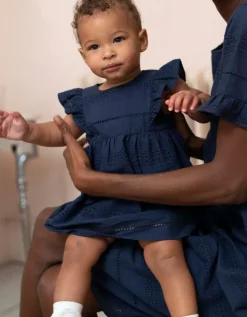 Fashion Seraphine Baumwoll-Broderie Babykleid Marine
