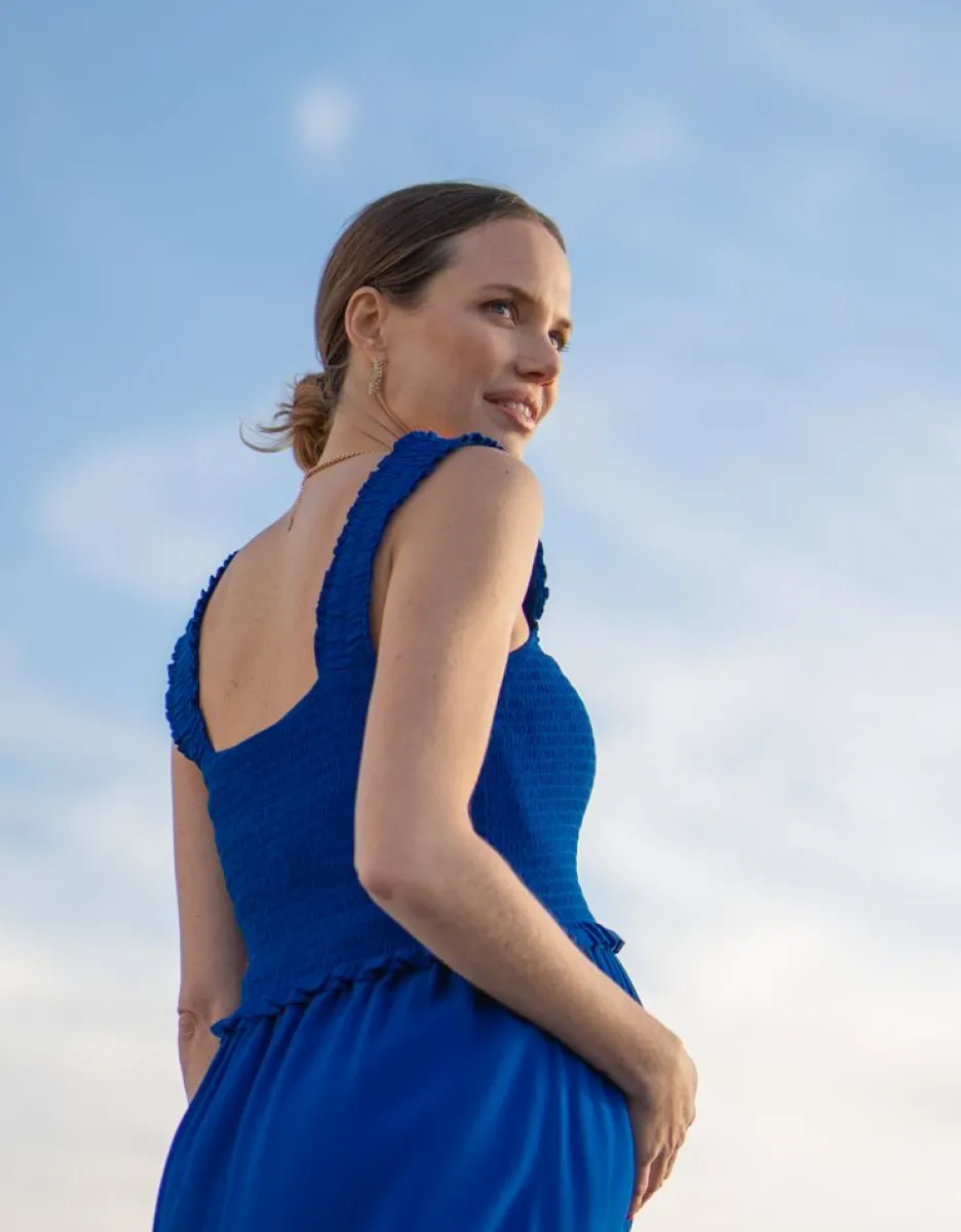 Clearance Seraphine Blauer Umstands- & Still-Jumpsuit Mit Weitem Bein