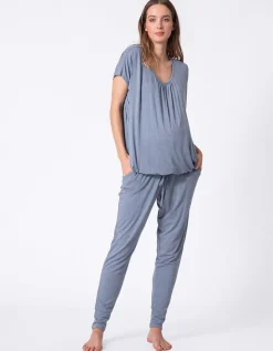 New Seraphine Blaues Still- & Umstands-Loungewear Set
