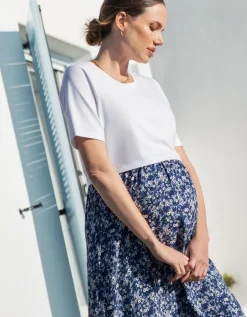 Shop Seraphine Blaues Still- & Umstandsmaxikleid Mit Blutenprint