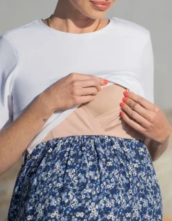Shop Seraphine Blaues Still- & Umstandsmaxikleid Mit Blutenprint