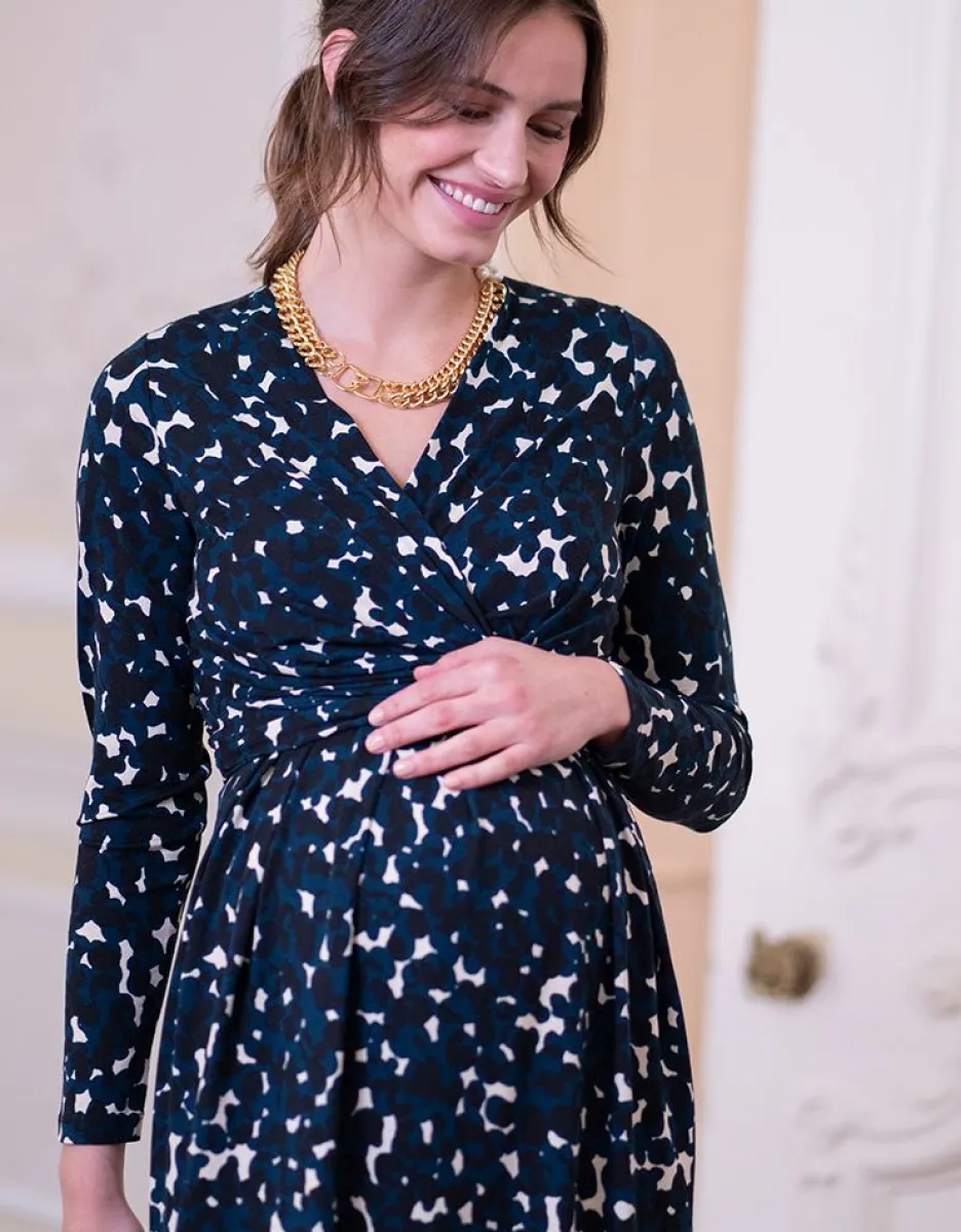 Shop Seraphine Blaugemustertes Umstands- & Stillkleid