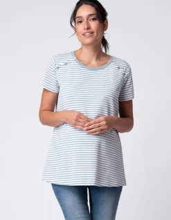 Outlet Seraphine Blau-Weis Gestreiftes Umstands- Und Still-T-Shirt
