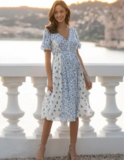 Online Seraphine Blau-Weises Blumenkleid Fur Umstands- Und Stillanlasse