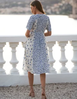 Online Seraphine Blau-Weises Blumenkleid Fur Umstands- Und Stillanlasse
