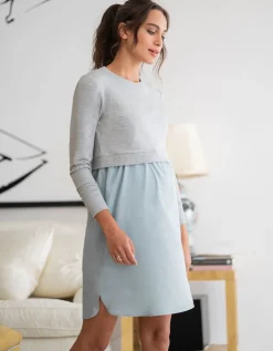Outlet Seraphine Chambray Baumwolle Umstands- & Stillkleid Mit Sweatshirt