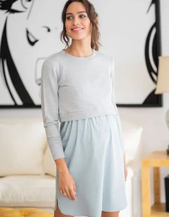Outlet Seraphine Chambray Baumwolle Umstands- & Stillkleid Mit Sweatshirt