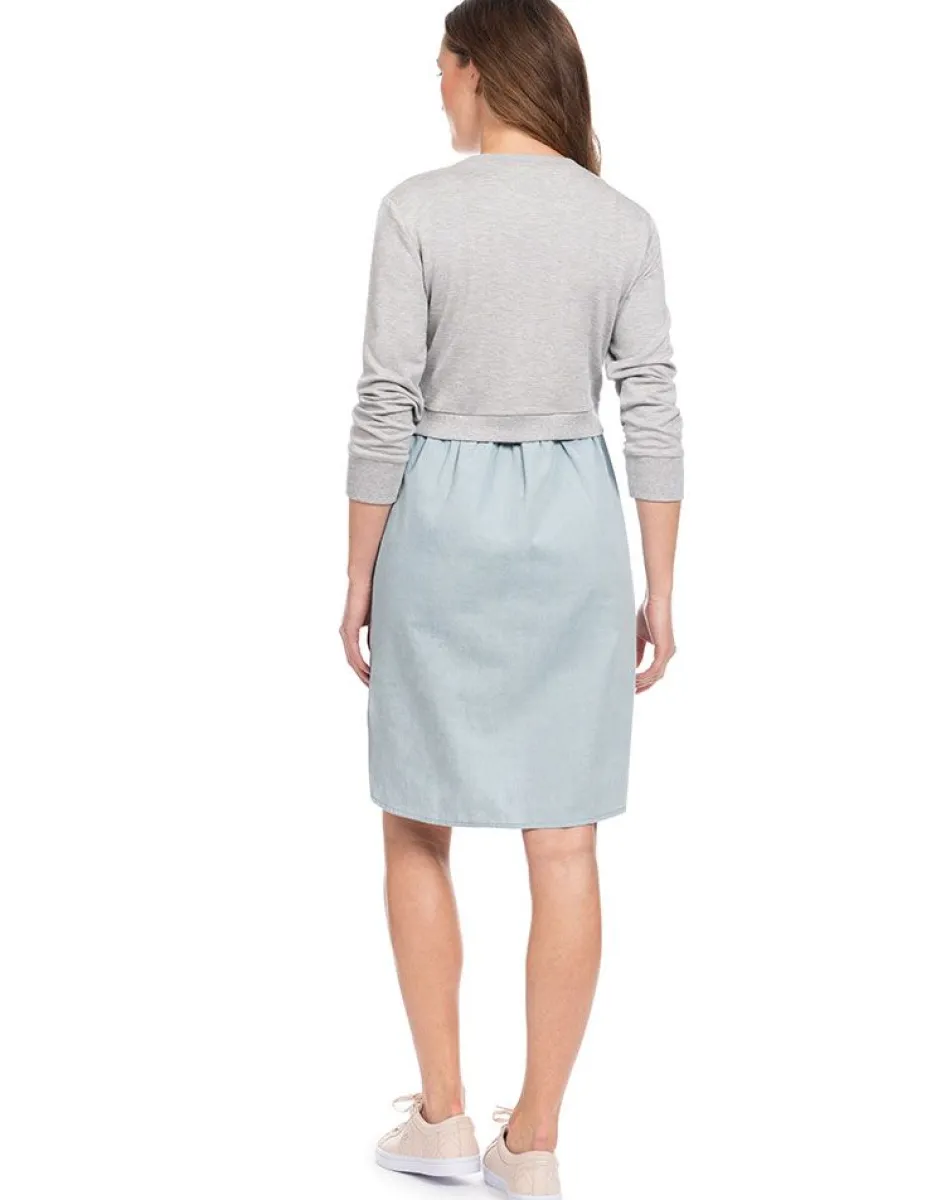 Outlet Seraphine Chambray Baumwolle Umstands- & Stillkleid Mit Sweatshirt