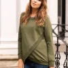 Cheap Seraphine Crossover Umstands- Und Stilltop Baumwollmischung - Olive