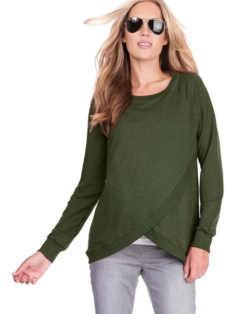 Cheap Seraphine Crossover Umstands- Und Stilltop Baumwollmischung - Olive