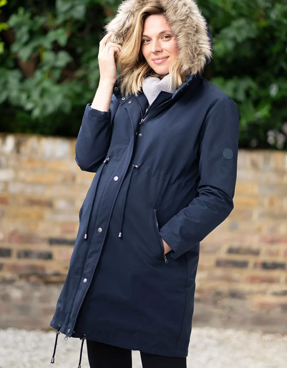 Hot Seraphine Dunkelblaue 3 In 1 Umstands- & Tragejacke - Winterparka