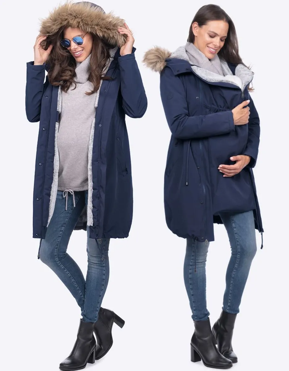 Hot Seraphine Dunkelblaue 3 In 1 Umstands- & Tragejacke - Winterparka