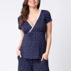 Fashion Seraphine Dunkelblauer Kurzer Umstands- & Stillpyjama