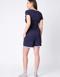 Fashion Seraphine Dunkelblauer Kurzer Umstands- & Stillpyjama