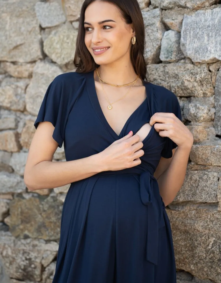 Clearance Seraphine Dunkelblauer Still- & Umstandsjumpsuit