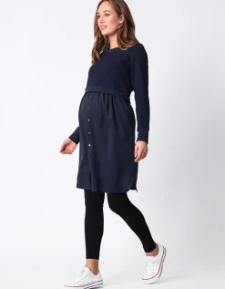 Hot Seraphine Dunkelblaues Pullover Still- & Umstandskleid