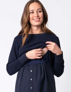 Hot Seraphine Dunkelblaues Pullover Still- & Umstandskleid