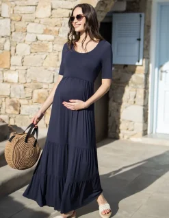 Discount Seraphine Dunkelblaues Still- & Umstandsmaxikleid Jersey