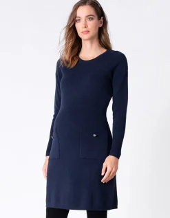 New Seraphine Dunkelblaues Still- Und Umstandsstrickkleid Mit Taschen
