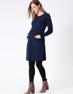 New Seraphine Dunkelblaues Still- Und Umstandsstrickkleid Mit Taschen