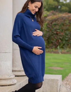 Outlet Seraphine Dunkelblaues Umstands- & Stillkleid Strick