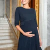 Clearance Seraphine Dunkelblaues Umstands- & Stillkleid Mit Plisseerock
