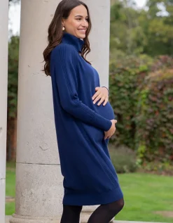 Outlet Seraphine Dunkelblaues Umstands- & Stillkleid Strick
