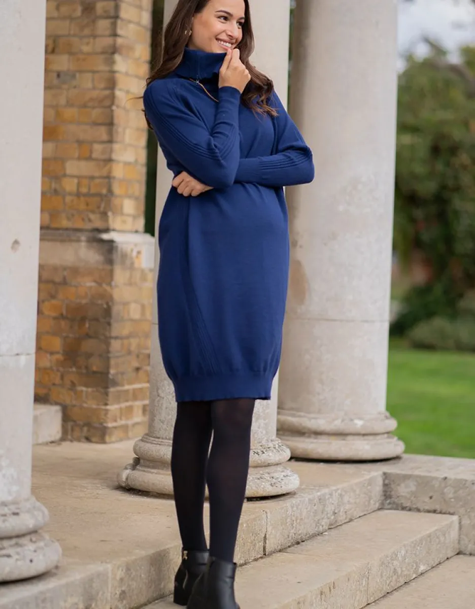 Outlet Seraphine Dunkelblaues Umstands- & Stillkleid Strick