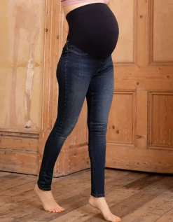 Sale Seraphine Dunkle Super Skinny Umstandsjeans Mit Bauchband