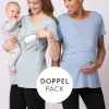 Outlet Seraphine 2Er-Pack Essential T-Shirts Fur Die Schwangerschaft Bis Zum Stillen In Blau Und Grun
