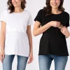 Fashion Seraphine 2Er-Pack Essential T-Shirts Fur Die Schwangerschaft Bis Zum Stillen In Weis Und Schwarz