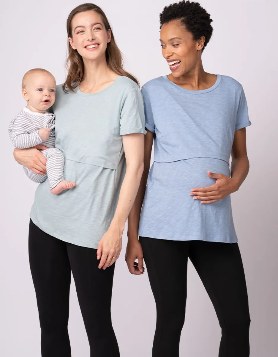 Outlet Seraphine 2Er-Pack Essential T-Shirts Fur Die Schwangerschaft Bis Zum Stillen In Blau Und Grun