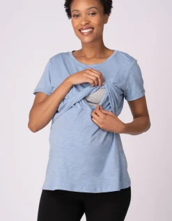 Outlet Seraphine 2Er-Pack Essential T-Shirts Fur Die Schwangerschaft Bis Zum Stillen In Blau Und Grun