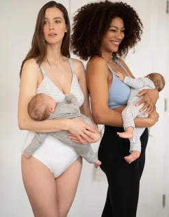 Store Seraphine 2Er-Pack Umstands- Und Still-Bhs Aus Baumwolle In Grau Gestreift Und Blau