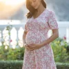 Hot Seraphine Fit & Flare Umstands- Und Stillkleid Mit Rosafarbenem Blumenkordelzug