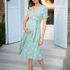 Outlet Seraphine Florales Midi Umstands- & Stillkleid Salbeigrun