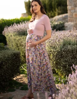Outlet Seraphine Florales Still- & Umstandsmaxikleid In Zartrosa