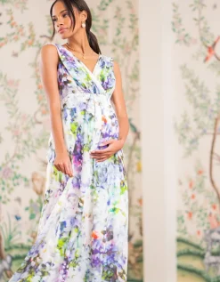 Cheap Seraphine Fruhlingshaftes Maxi Umstandskleid Aus Bedruckter Seide