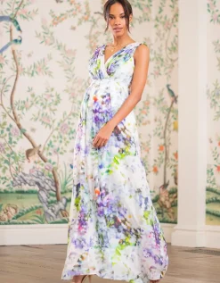 Cheap Seraphine Fruhlingshaftes Maxi Umstandskleid Aus Bedruckter Seide