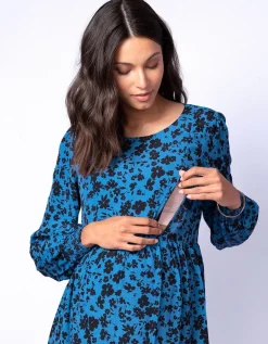 Discount Seraphine Geblumtes Umstands- & Stillkleid Blau