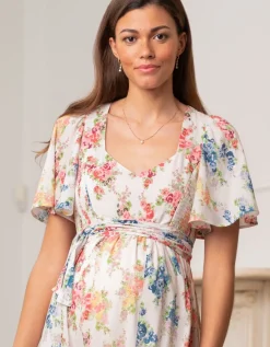 Sale Seraphine Geblumtes Vintage Umstands- & Stillkleid