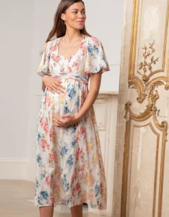 Sale Seraphine Geblumtes Vintage Umstands- & Stillkleid
