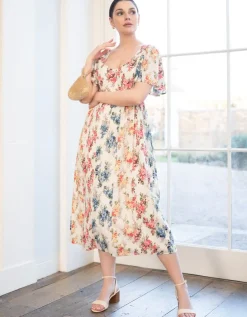 Sale Seraphine Geblumtes Vintage Umstands- & Stillkleid