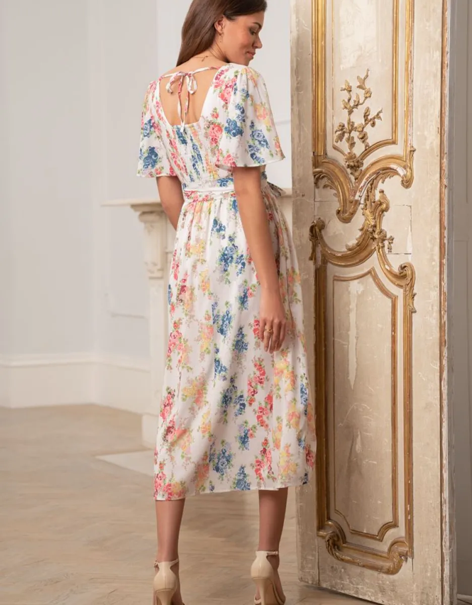 Sale Seraphine Geblumtes Vintage Umstands- & Stillkleid